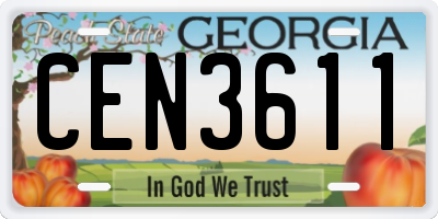 GA license plate CEN3611