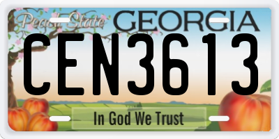 GA license plate CEN3613