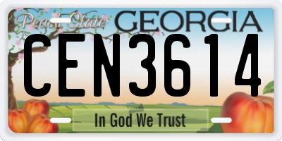 GA license plate CEN3614