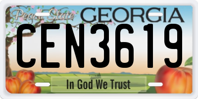 GA license plate CEN3619
