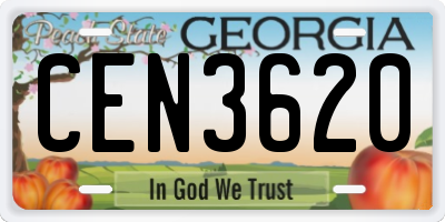 GA license plate CEN3620