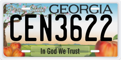 GA license plate CEN3622