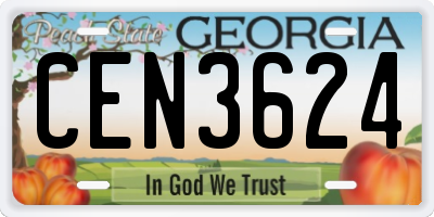 GA license plate CEN3624
