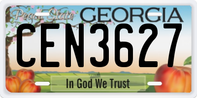 GA license plate CEN3627