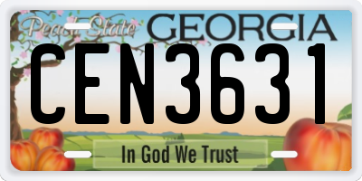 GA license plate CEN3631