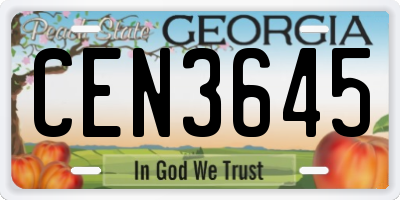 GA license plate CEN3645