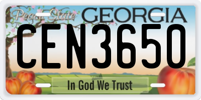 GA license plate CEN3650