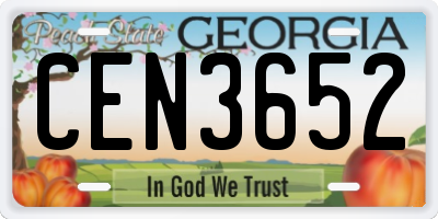 GA license plate CEN3652
