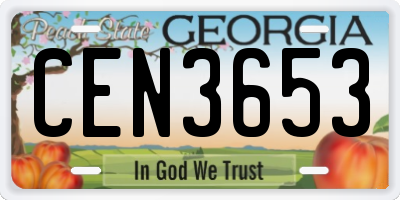 GA license plate CEN3653
