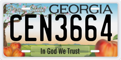GA license plate CEN3664