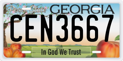 GA license plate CEN3667
