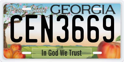 GA license plate CEN3669