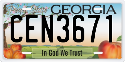 GA license plate CEN3671