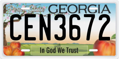 GA license plate CEN3672