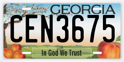 GA license plate CEN3675