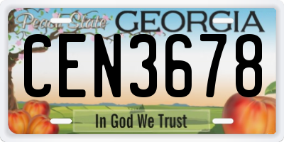 GA license plate CEN3678
