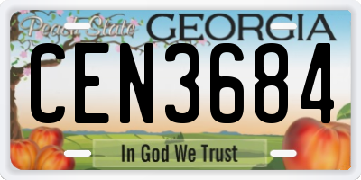 GA license plate CEN3684