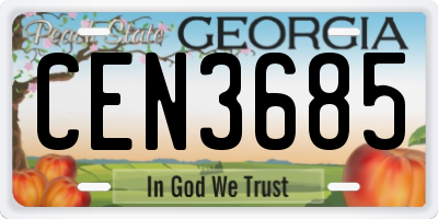 GA license plate CEN3685