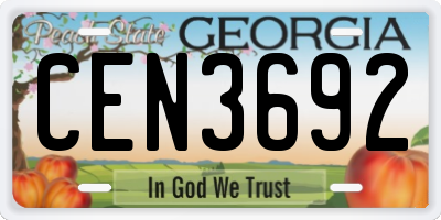 GA license plate CEN3692
