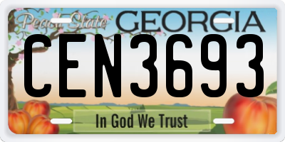 GA license plate CEN3693