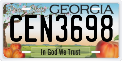 GA license plate CEN3698