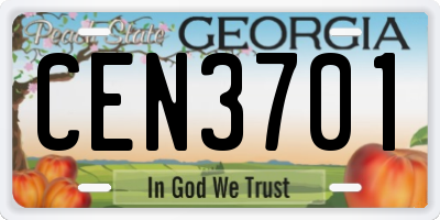GA license plate CEN3701