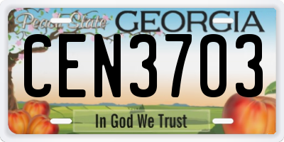 GA license plate CEN3703