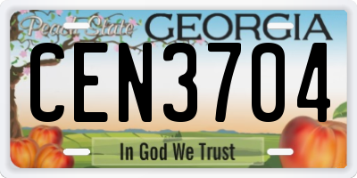 GA license plate CEN3704