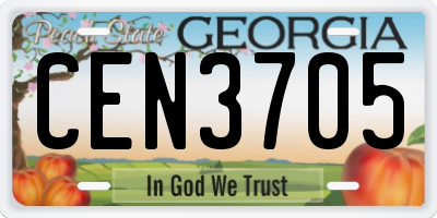 GA license plate CEN3705