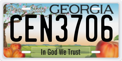 GA license plate CEN3706