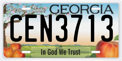 GA license plate CEN3713