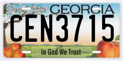 GA license plate CEN3715