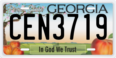 GA license plate CEN3719
