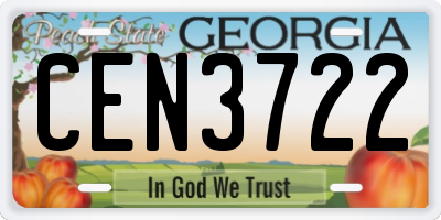 GA license plate CEN3722