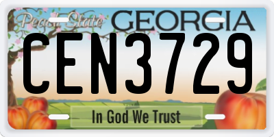 GA license plate CEN3729
