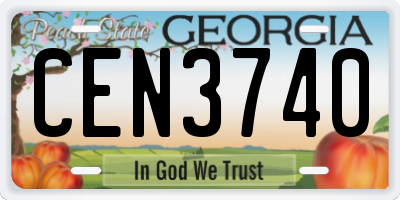 GA license plate CEN3740