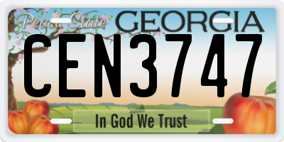 GA license plate CEN3747