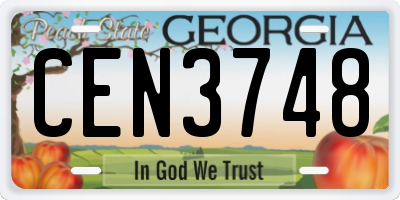 GA license plate CEN3748