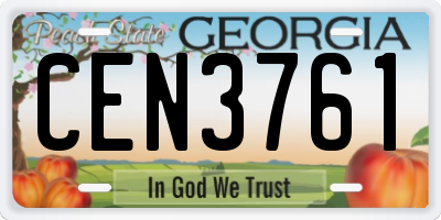 GA license plate CEN3761