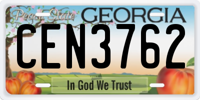 GA license plate CEN3762