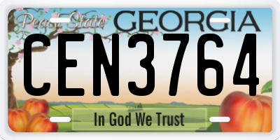 GA license plate CEN3764