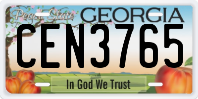 GA license plate CEN3765
