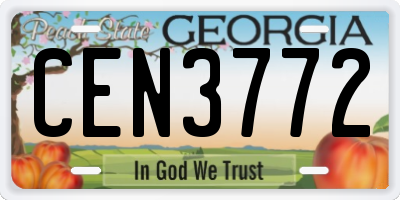 GA license plate CEN3772