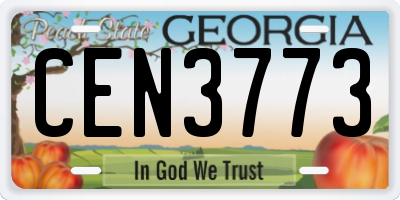 GA license plate CEN3773