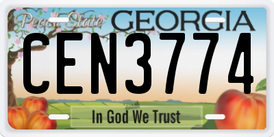 GA license plate CEN3774