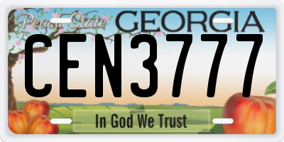 GA license plate CEN3777