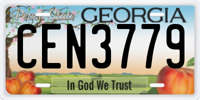 GA license plate CEN3779