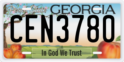 GA license plate CEN3780