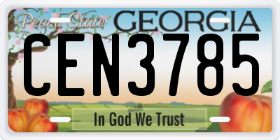 GA license plate CEN3785