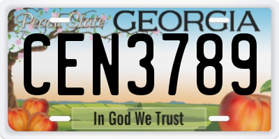 GA license plate CEN3789